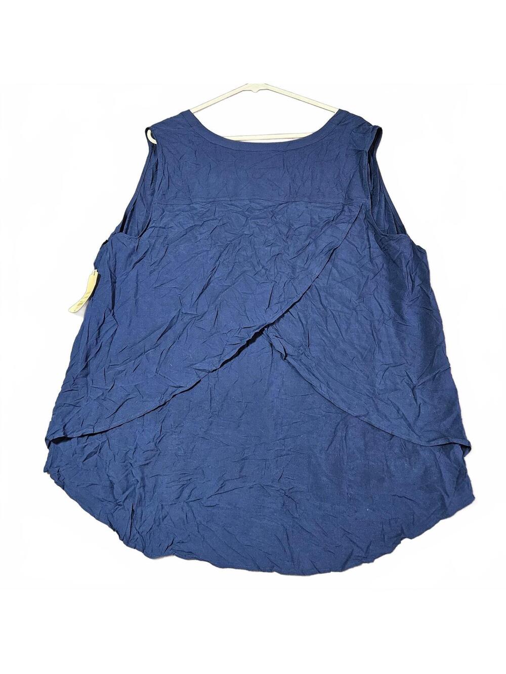 New St. John's Bay Women's 2X Navy Sleeveless Blouse Lightweight Casual Plus Top